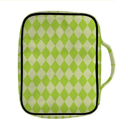 Green Harlequin Pattern Print Front Pocket Bible Bag