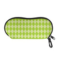 Green Harlequin Pattern Print Glasses Case