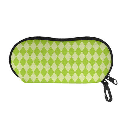 Green Harlequin Pattern Print Glasses Case