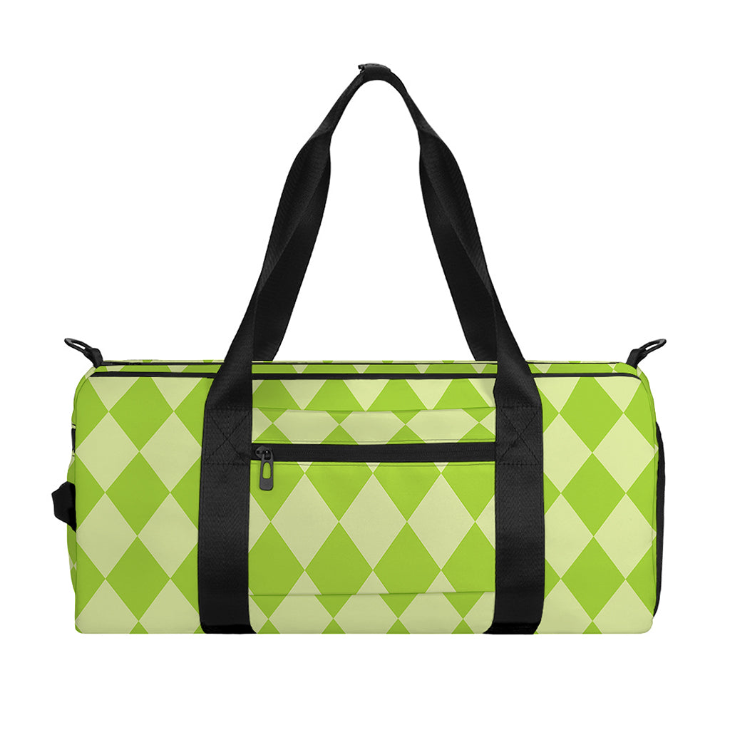 Green Harlequin Pattern Print Gym Bag
