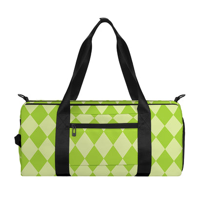 Green Harlequin Pattern Print Gym Bag