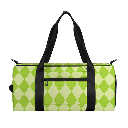 Green Harlequin Pattern Print Gym Bag