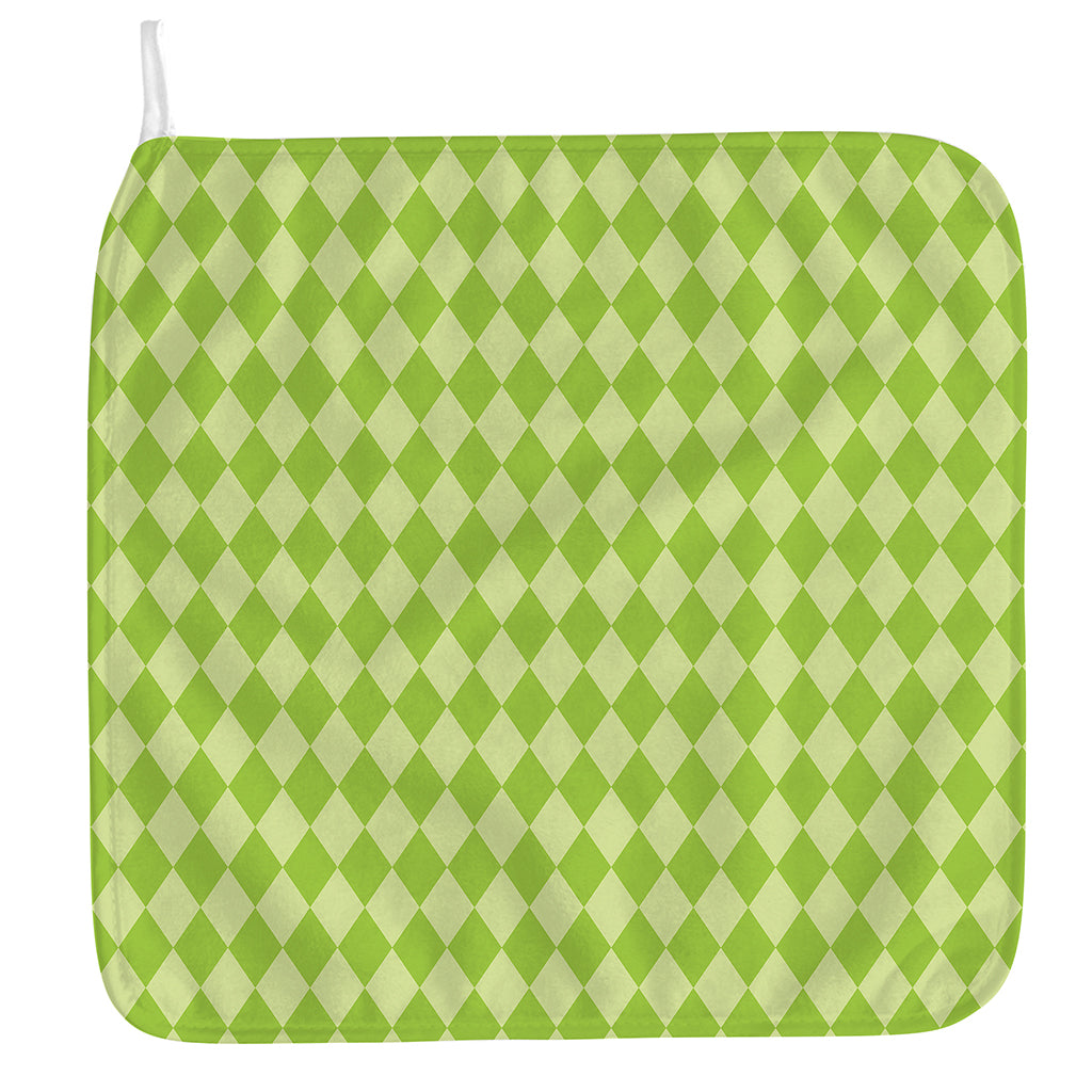 Green Harlequin Pattern Print Hand Towel