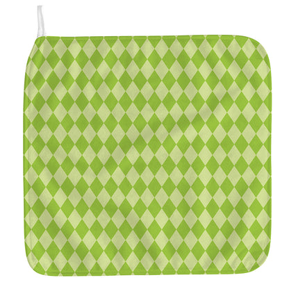 Green Harlequin Pattern Print Hand Towel