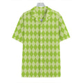 Green Harlequin Pattern Print Hawaiian Shirt