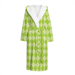 Green Harlequin Pattern Print Hooded Bathrobe
