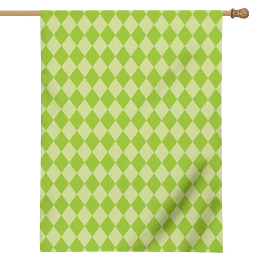 Green Harlequin Pattern Print House Flag