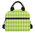 Green Harlequin Pattern Print Insulated Lunch Bag