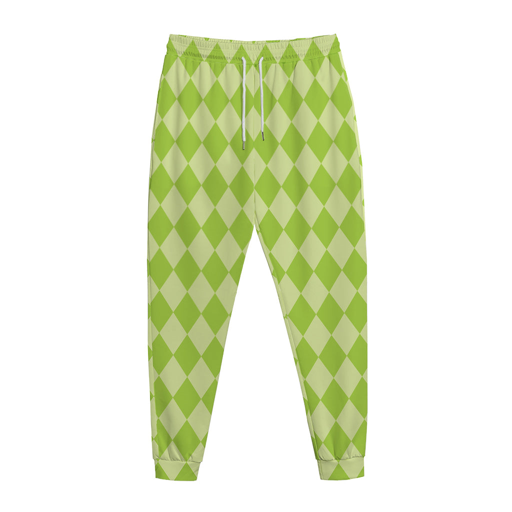 Green Harlequin Pattern Print Jogger Pants
