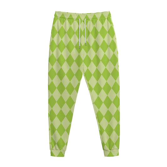 Green Harlequin Pattern Print Jogger Pants
