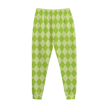 Green Harlequin Pattern Print Jogger Pants