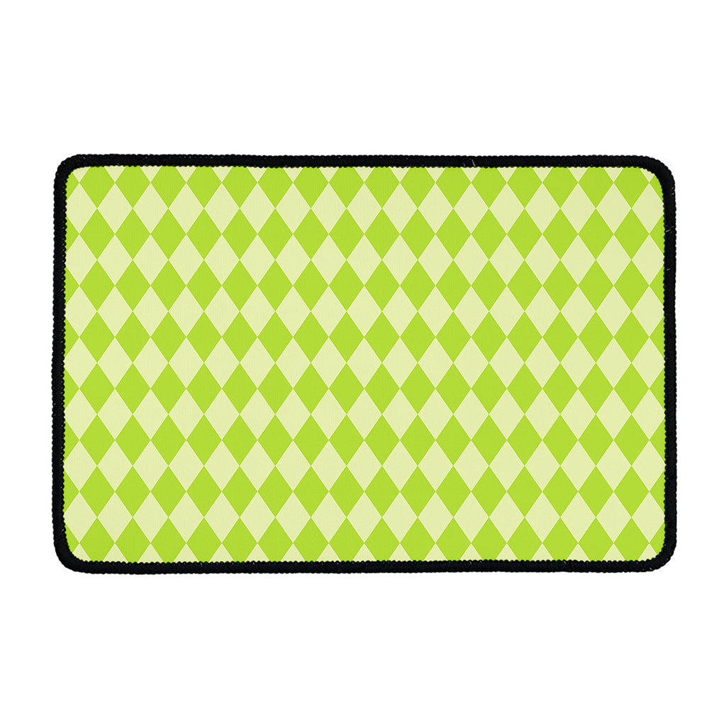 Green Harlequin Pattern Print Kitchen Mat