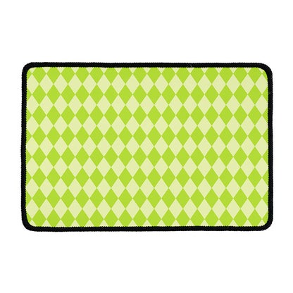 Green Harlequin Pattern Print Kitchen Mat