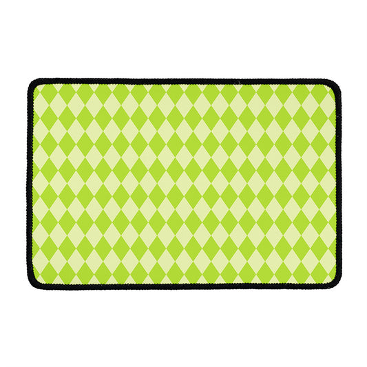 Green Harlequin Pattern Print Kitchen Mat