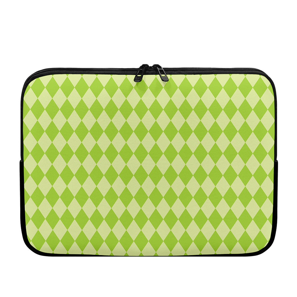 Green Harlequin Pattern Print Laptop Sleeve