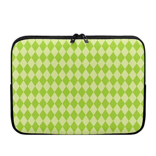Green Harlequin Pattern Print Laptop Sleeve