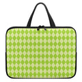 Green Harlequin Pattern Print Laptop Sleeve With Handle