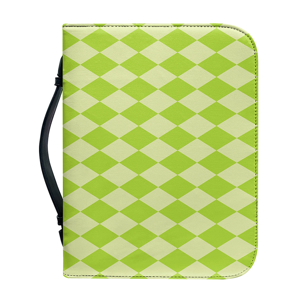 Green Harlequin Pattern Print Leather Bible Cover