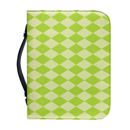 Green Harlequin Pattern Print Leather Bible Cover