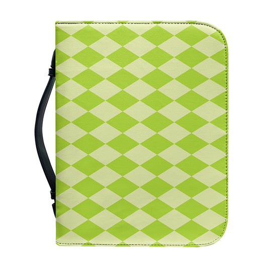 Green Harlequin Pattern Print Leather Bible Cover