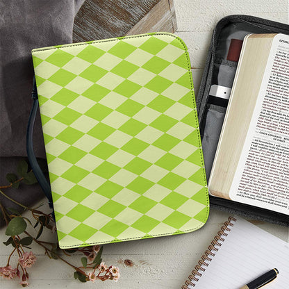 Green Harlequin Pattern Print Leather Bible Cover