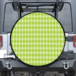 Green Harlequin Pattern Print Leather Spare Tire Cover