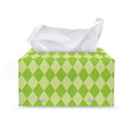Green Harlequin Pattern Print Leather Tissue Box Cover