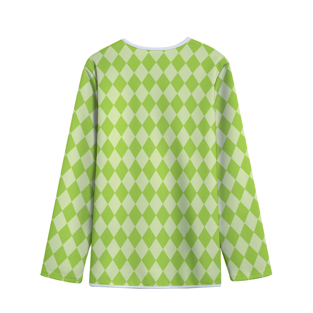 Green Harlequin Pattern Print Long Sleeve Short Coat