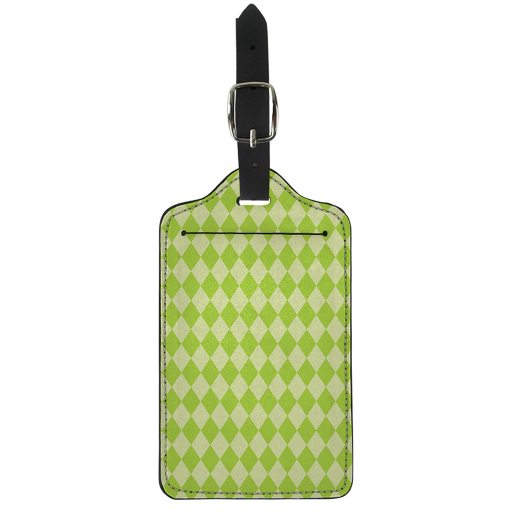 Green Harlequin Pattern Print Luggage Tag