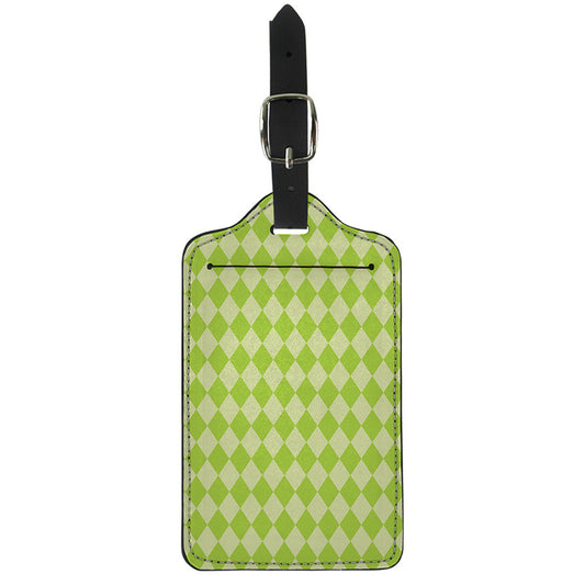 Green Harlequin Pattern Print Luggage Tag