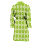 Green Harlequin Pattern Print Men's Bathrobe