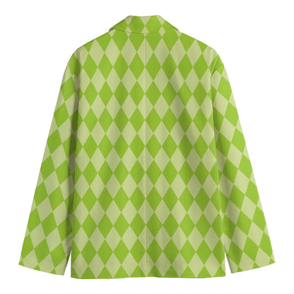 Green Harlequin Pattern Print Men's Blazer