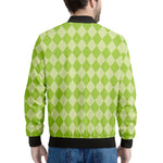 Green Harlequin Pattern Print Men's Bomber Jacket