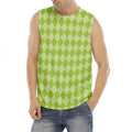 Green Harlequin Pattern Print Men's Fitness Tank Top