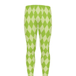 Green Harlequin Pattern Print Men's leggings