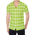 Green Harlequin Pattern Print Men's Shirt