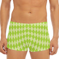 Green Harlequin Pattern Print Men's Short Boxer Briefs