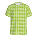 Green Harlequin Pattern Print Men's Athletic T-Shirt