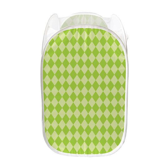 Green Harlequin Pattern Print Mesh Laundry Hamper