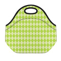 Green Harlequin Pattern Print Neoprene Lunch Bag