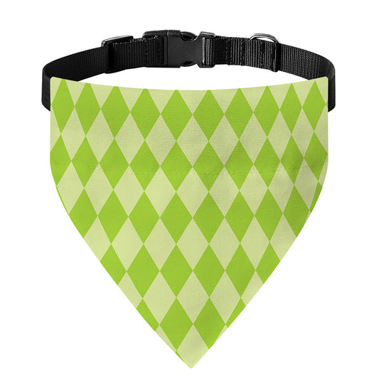 Green Harlequin Pattern Print Over The Collar Dog Bandana