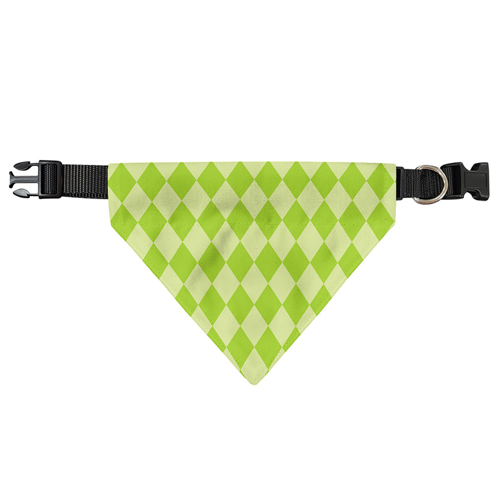 Green Harlequin Pattern Print Over The Collar Dog Bandana