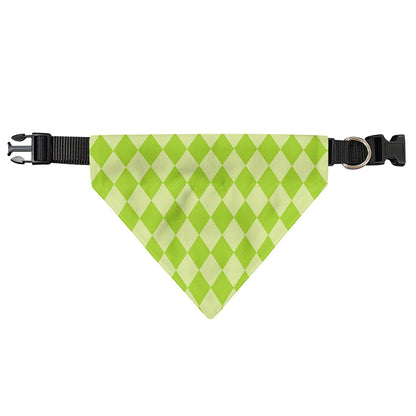 Green Harlequin Pattern Print Over The Collar Dog Bandana