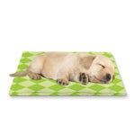 Green Harlequin Pattern Print Pet Cooling Mat Cover