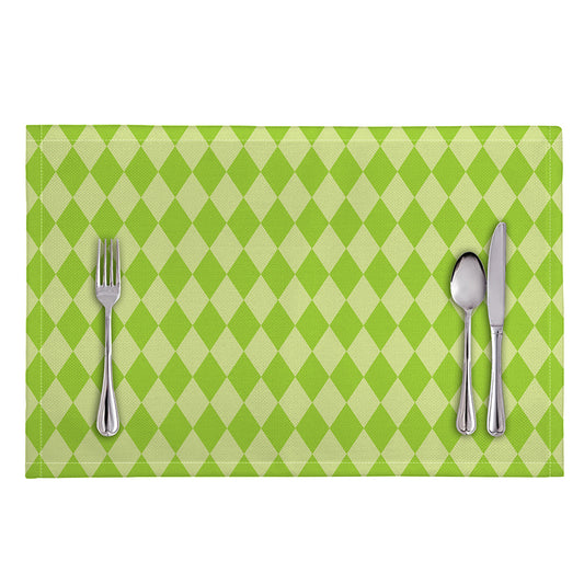 Green Harlequin Pattern Print Placemat