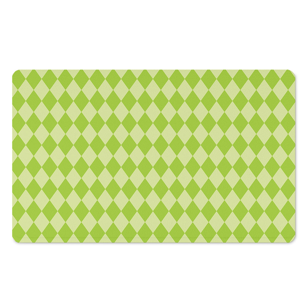 Green Harlequin Pattern Print Polyester Doormat