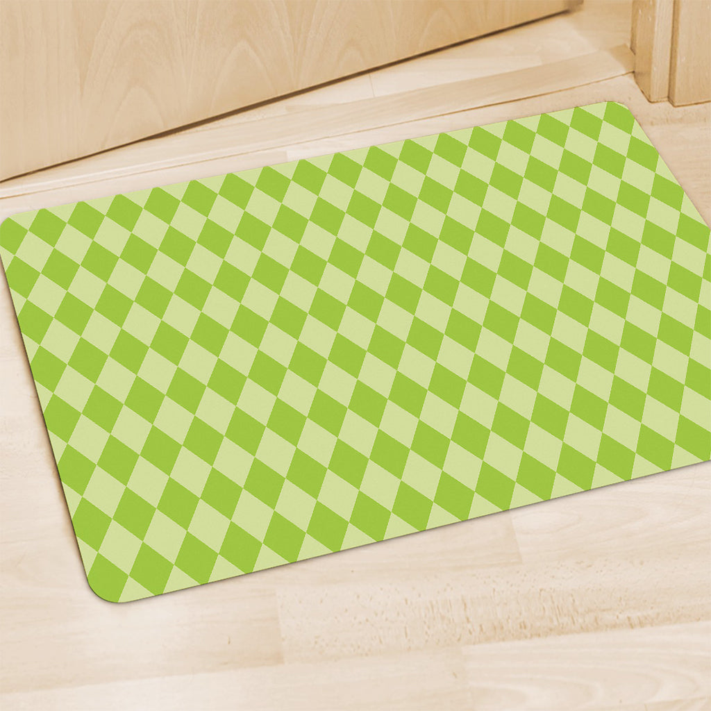 Green Harlequin Pattern Print Polyester Doormat