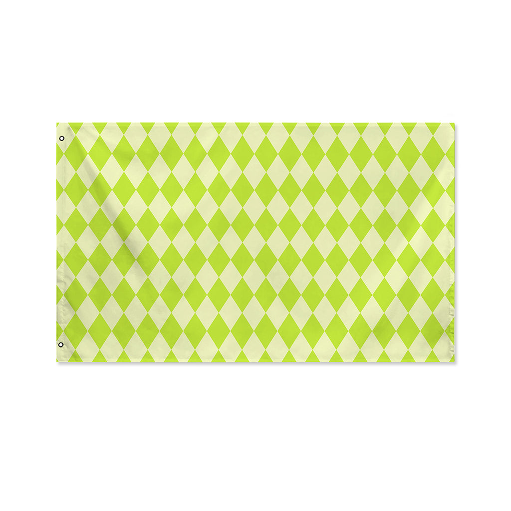 Green Harlequin Pattern Print Polyester Flag