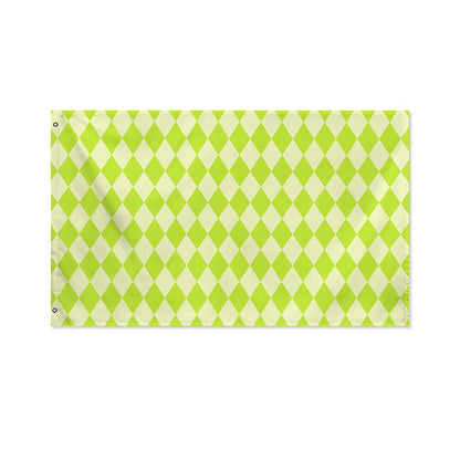 Green Harlequin Pattern Print Polyester Flag