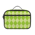 Green Harlequin Pattern Print Portable Lunch Bag